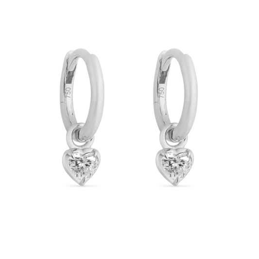 Small Heart Kildonan White Gold Earrings