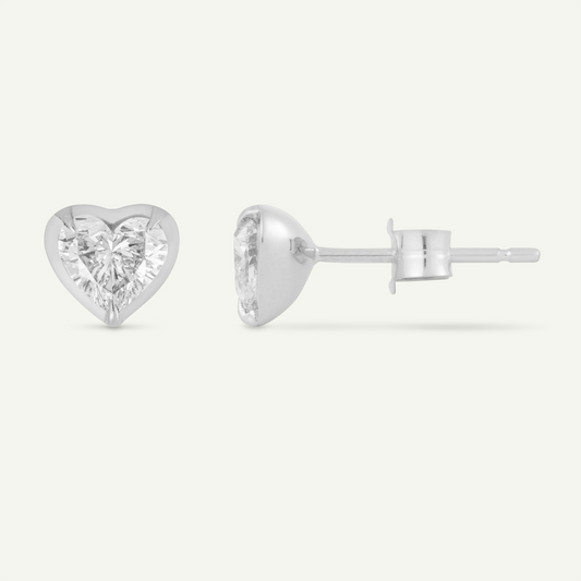 Heart White Gold Bute Studs
