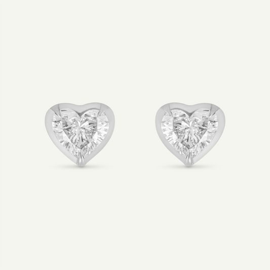 Heart White Gold Bute Studs