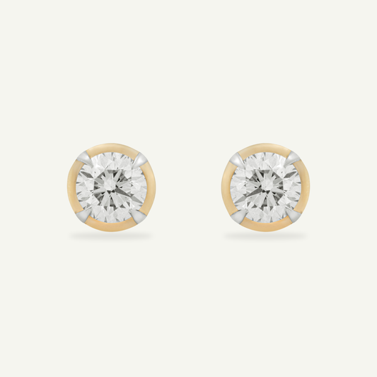 Round Yellow Gold Bute Studs