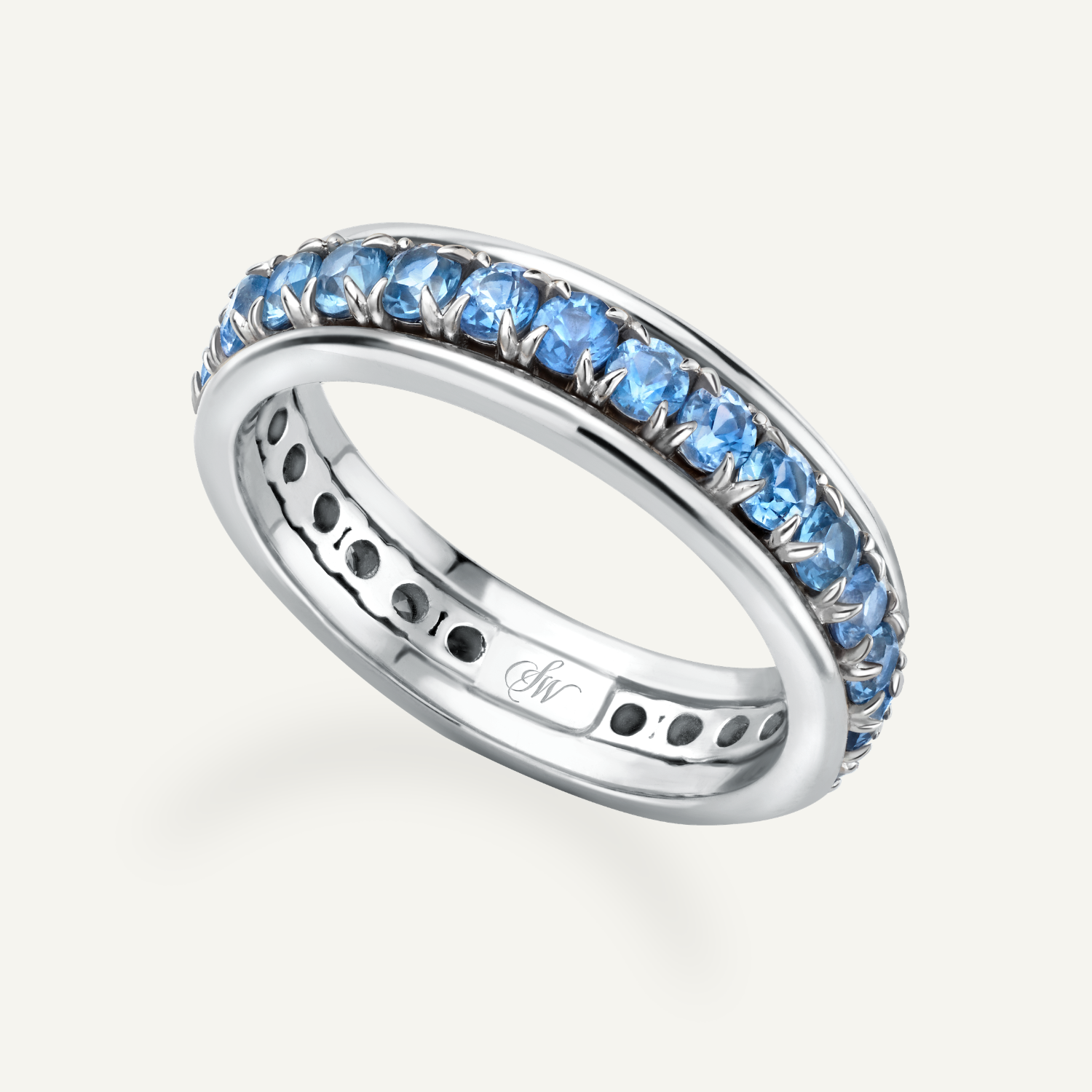 Blue Sapphire Tobermory Eternity White Gold Ring