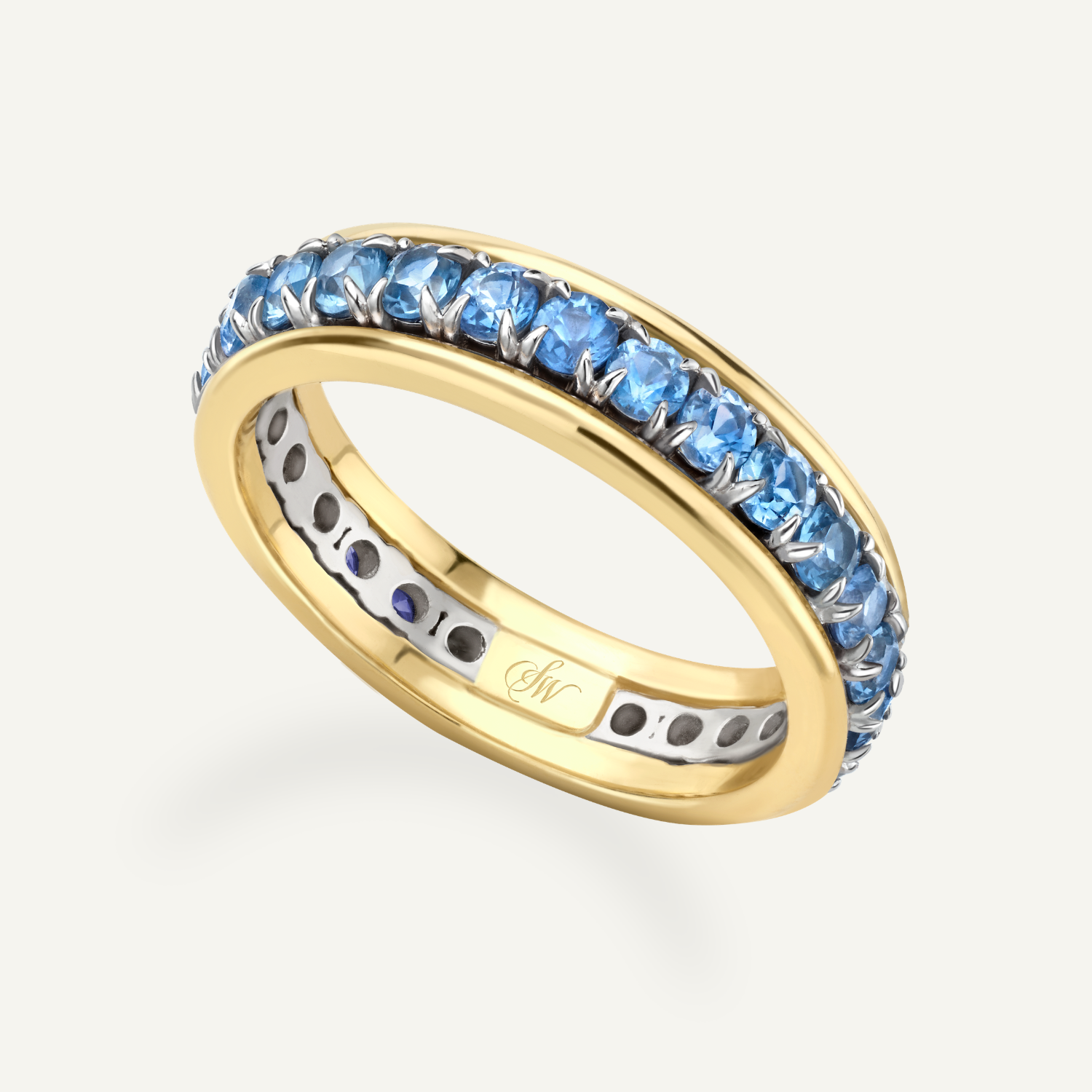 Blue Sapphire Tobermory Eternity Yellow Gold Ring
