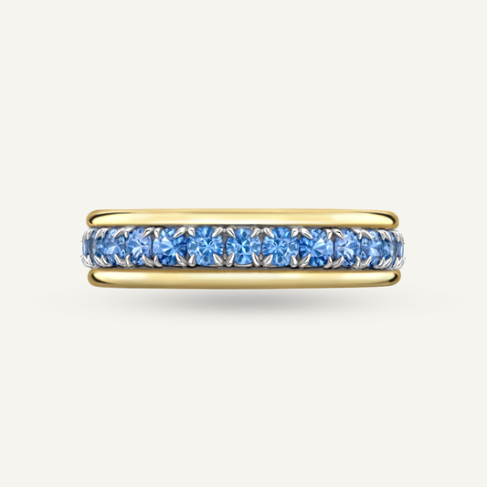 Blue Sapphire Tobermory Eternity Yellow Gold Ring