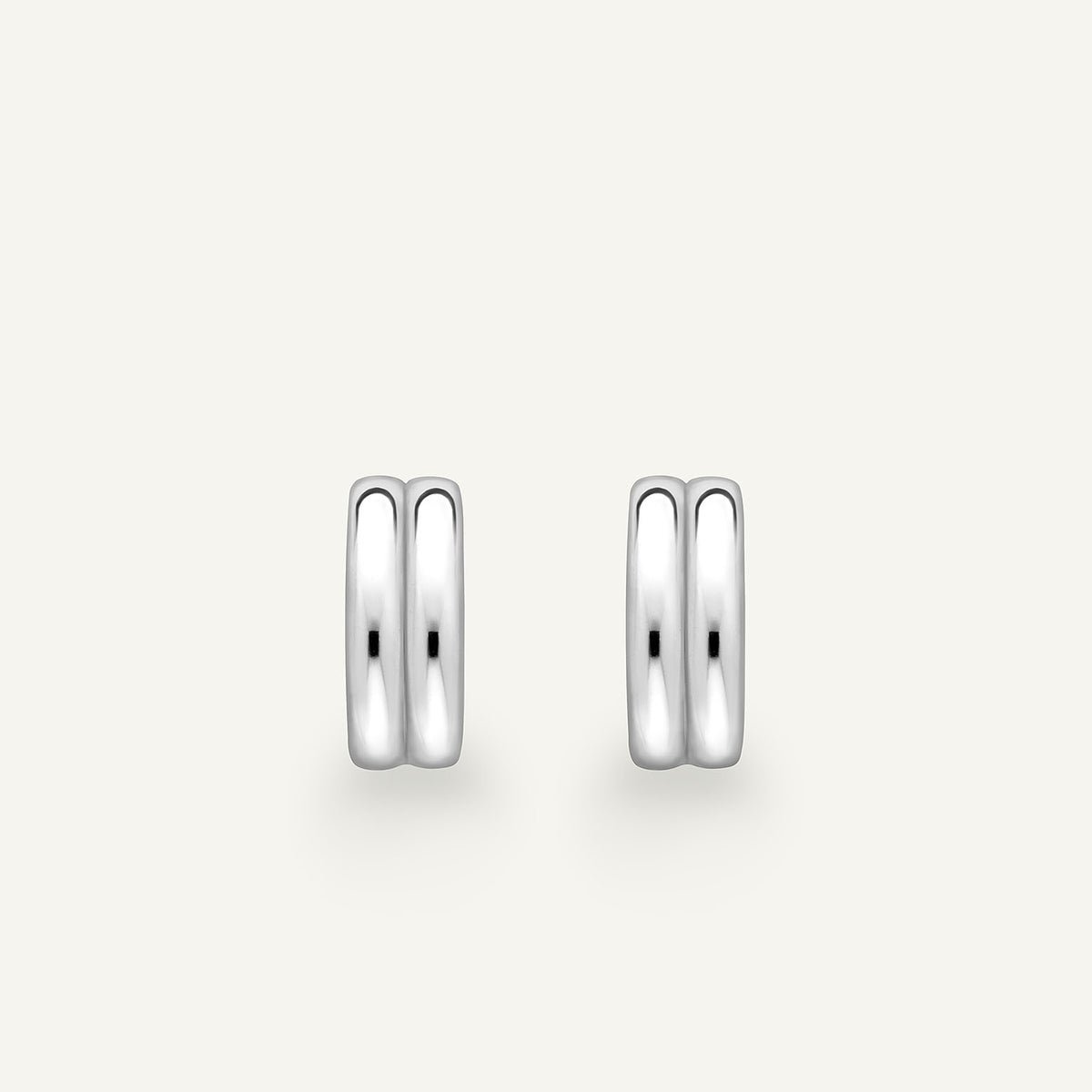 Small Double Wick Hoop Earrings in 18k white gold, front view