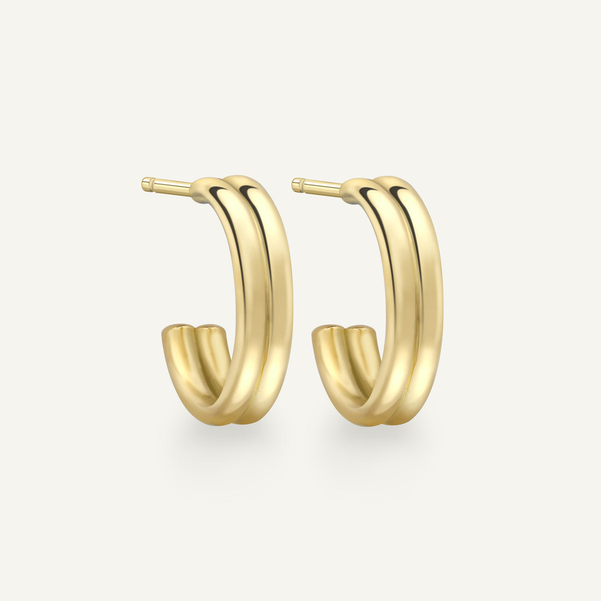 Medium Double Wick Hoop Earrings in 18k yellow gold, side view