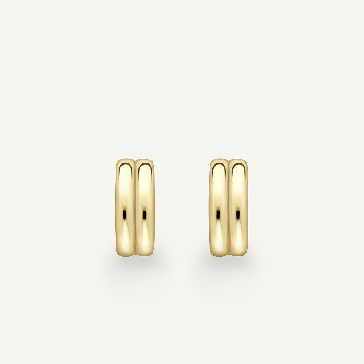 Small Double Wick Hoop Earrings in 18k yellow gold, front view