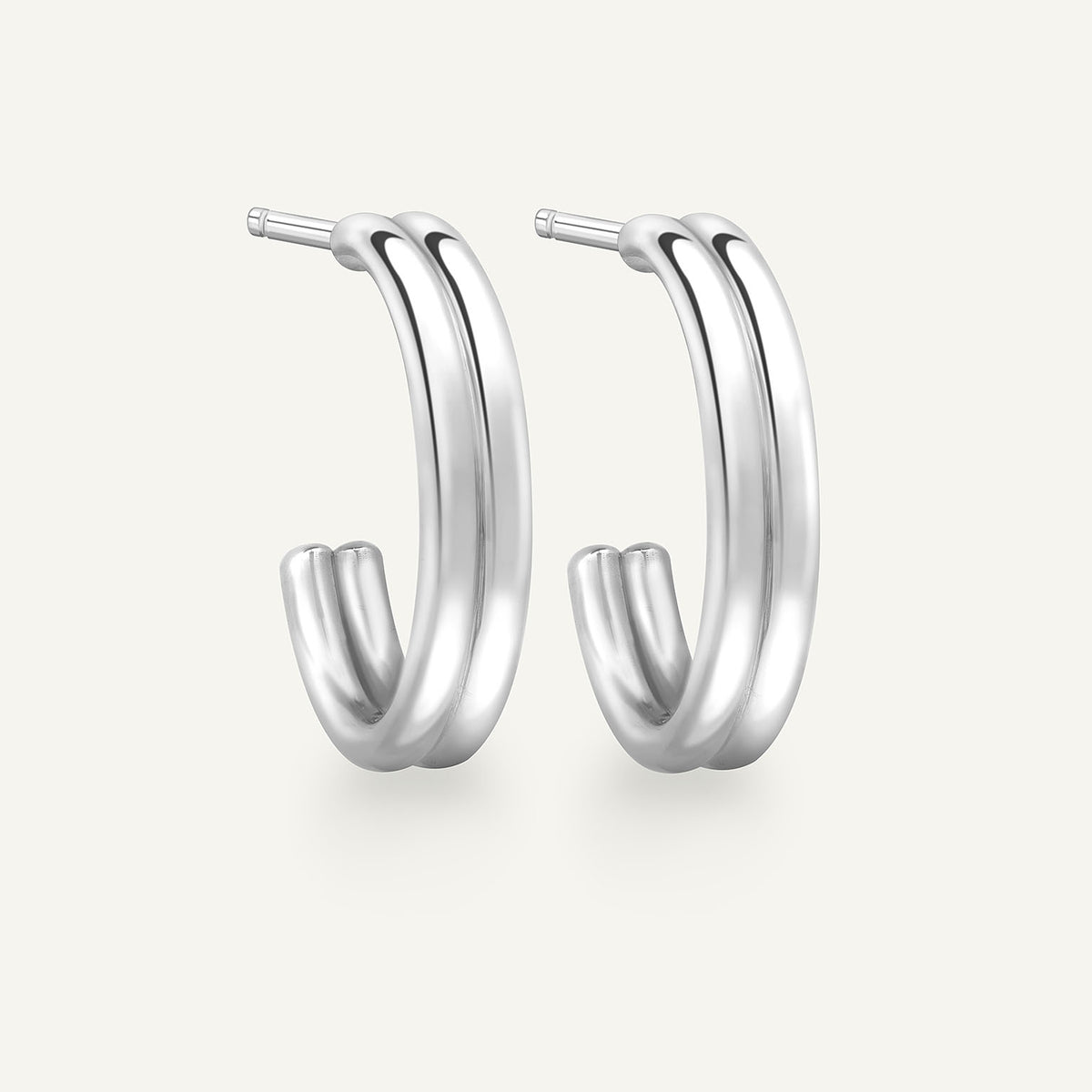Large Double Wick Hoop Earrings in 18k white gold, side view