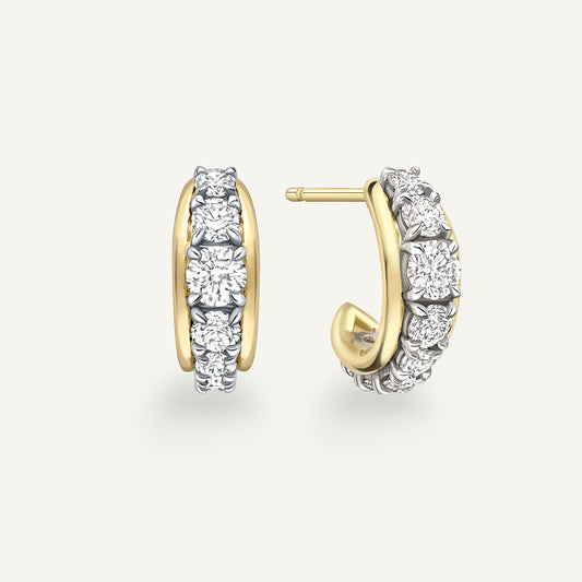 Large Tobermory Hoop Earrings in 18k yellow gold, front and side view