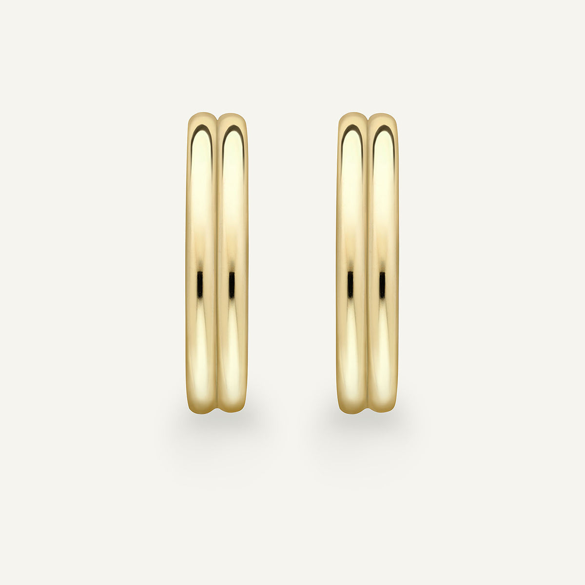 Large Double Wick Hoop Earrings in 18k yellow gold, front view