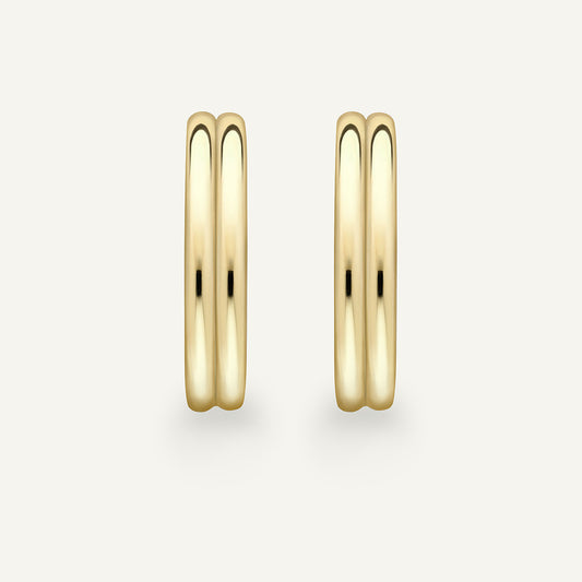 Large Double Wick Hoop Earrings in 18k yellow gold, front view