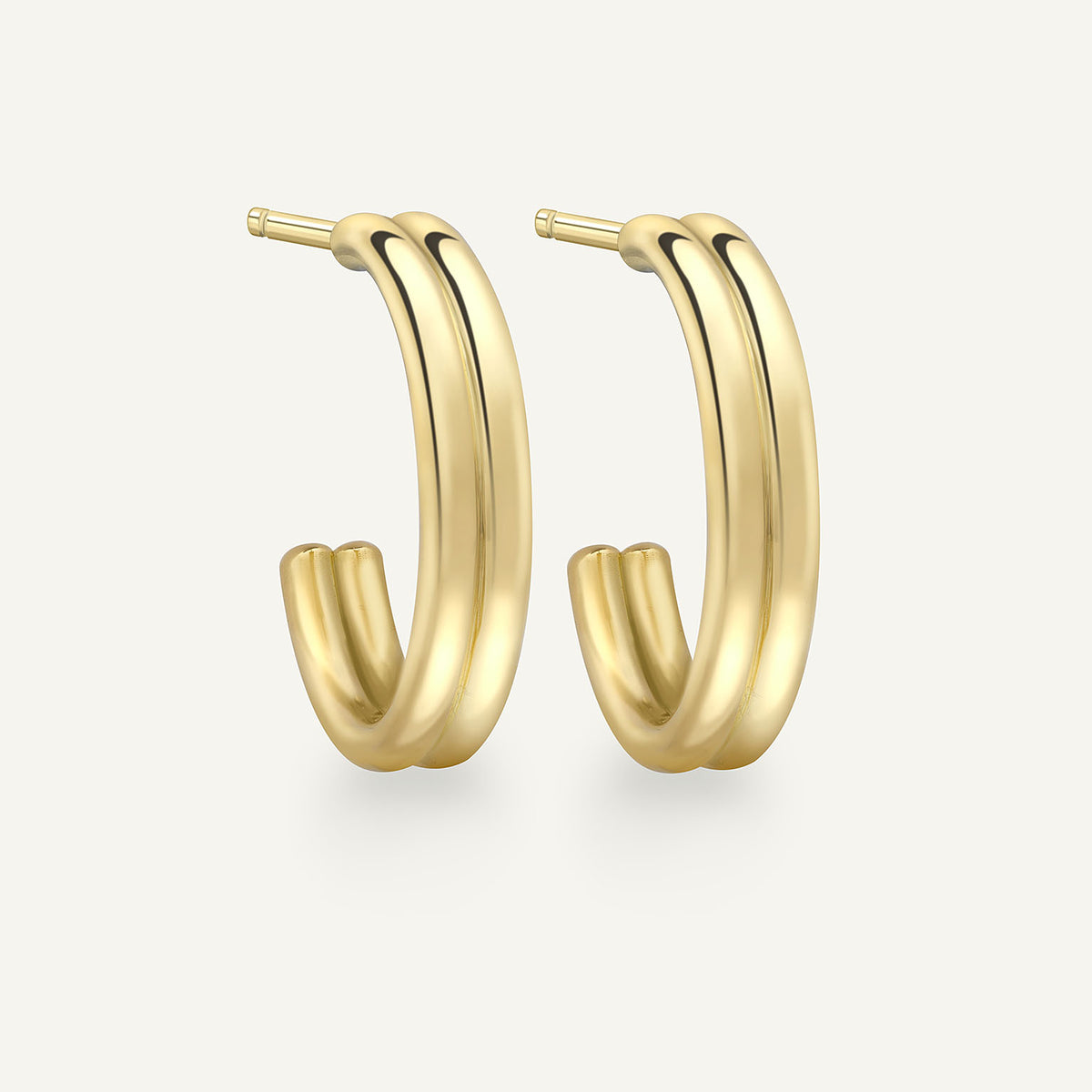 Large Double Wick Hoop Earrings in 18k yellow gold, side view