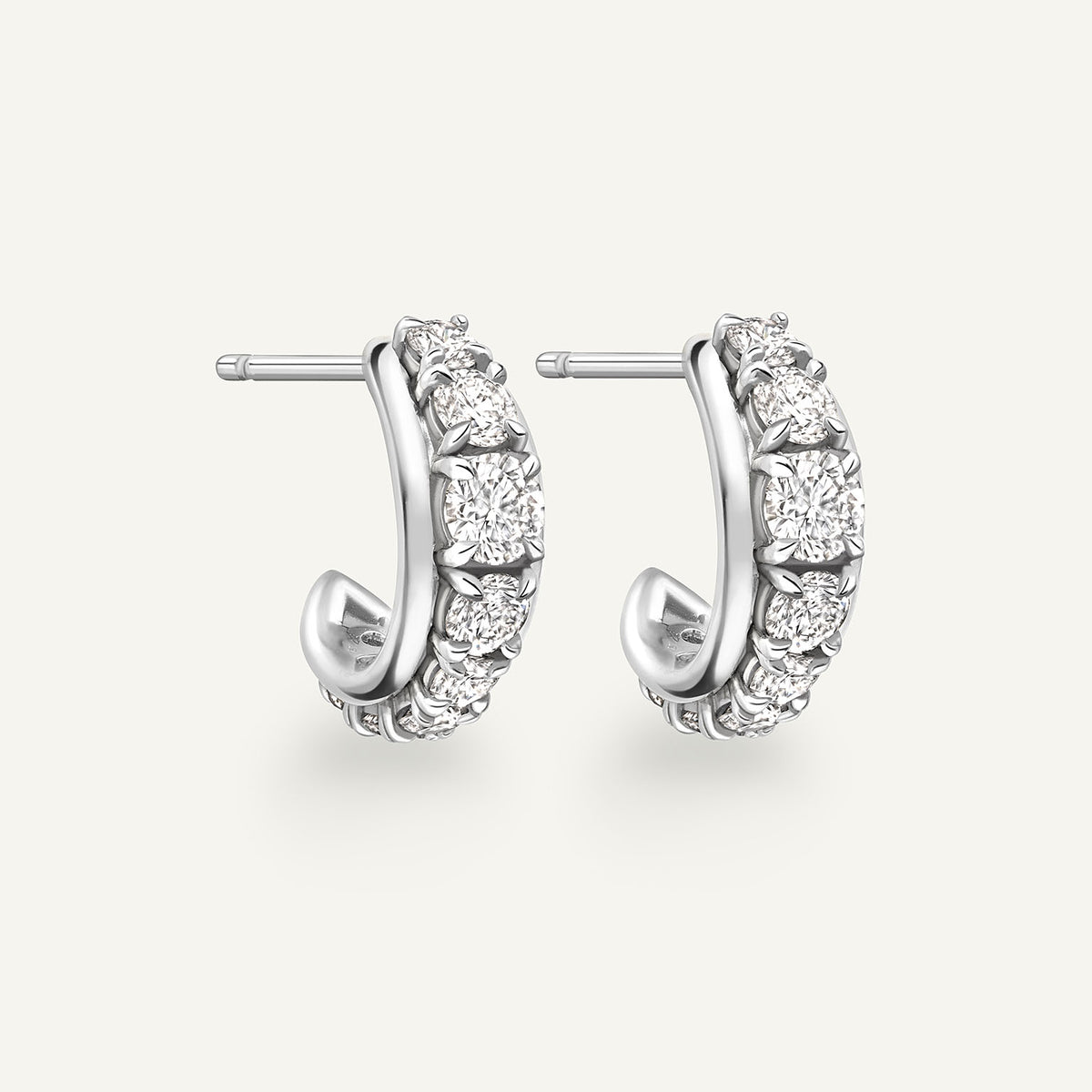 Large Tobermory Hoop Earrings in 18k white gold, side view