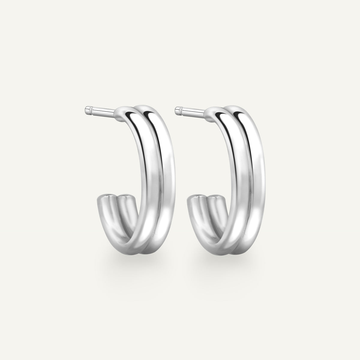 Medium Double Wick Hoop Earrings in 18k white gold, side view