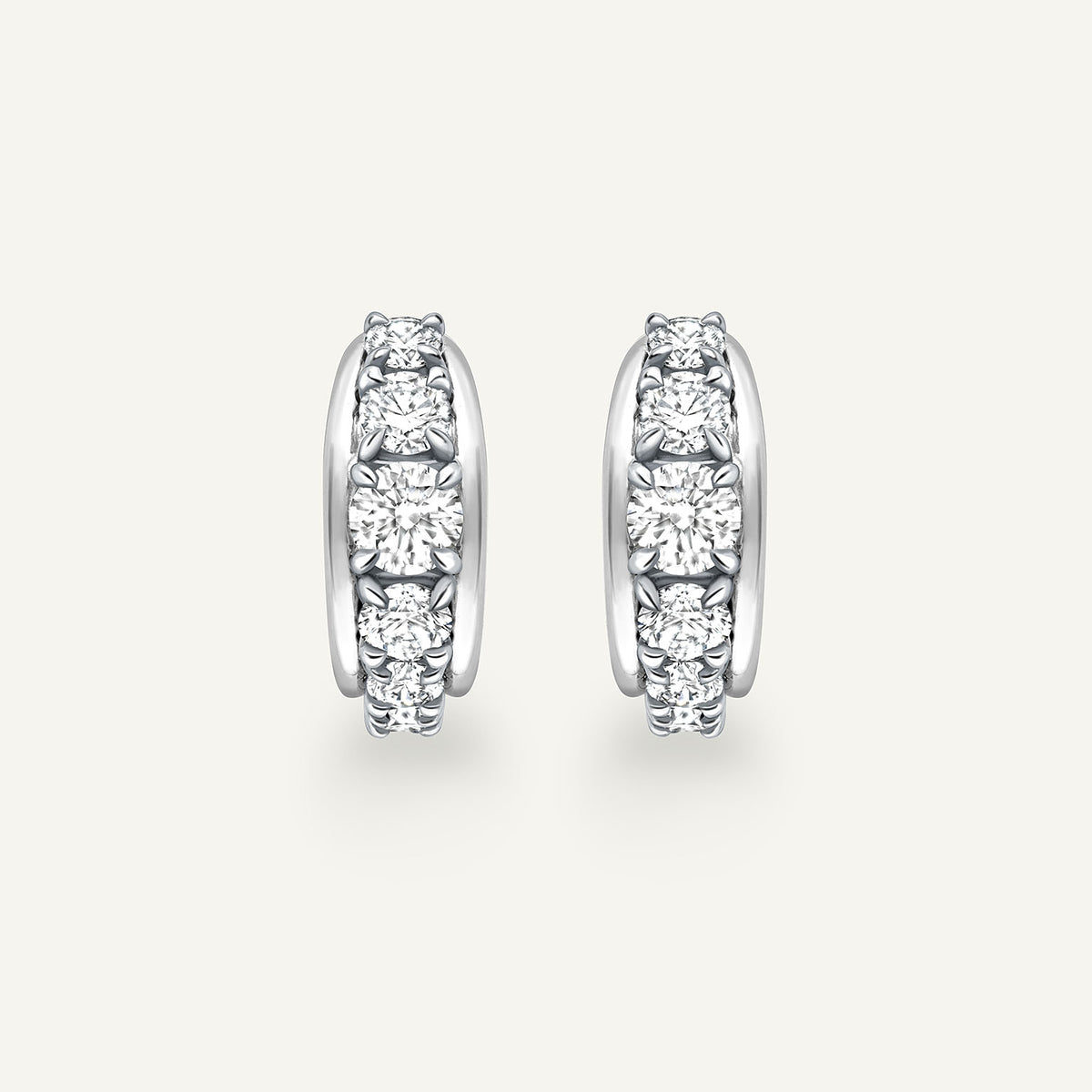 Large Tobermory Hoop Earrings in 18k white gold, front view