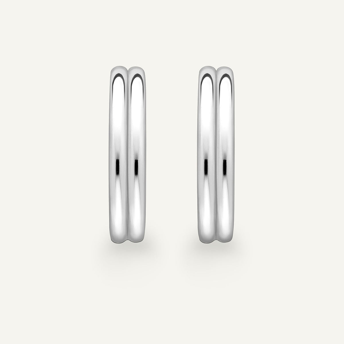Large Double Wick Hoop Earrings in 18k white gold, front view
