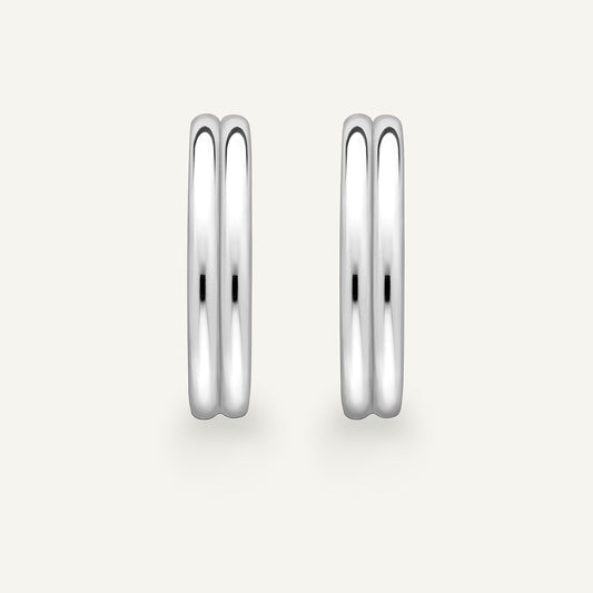 Large Double Wick Hoop Earrings in 18k white gold, front view