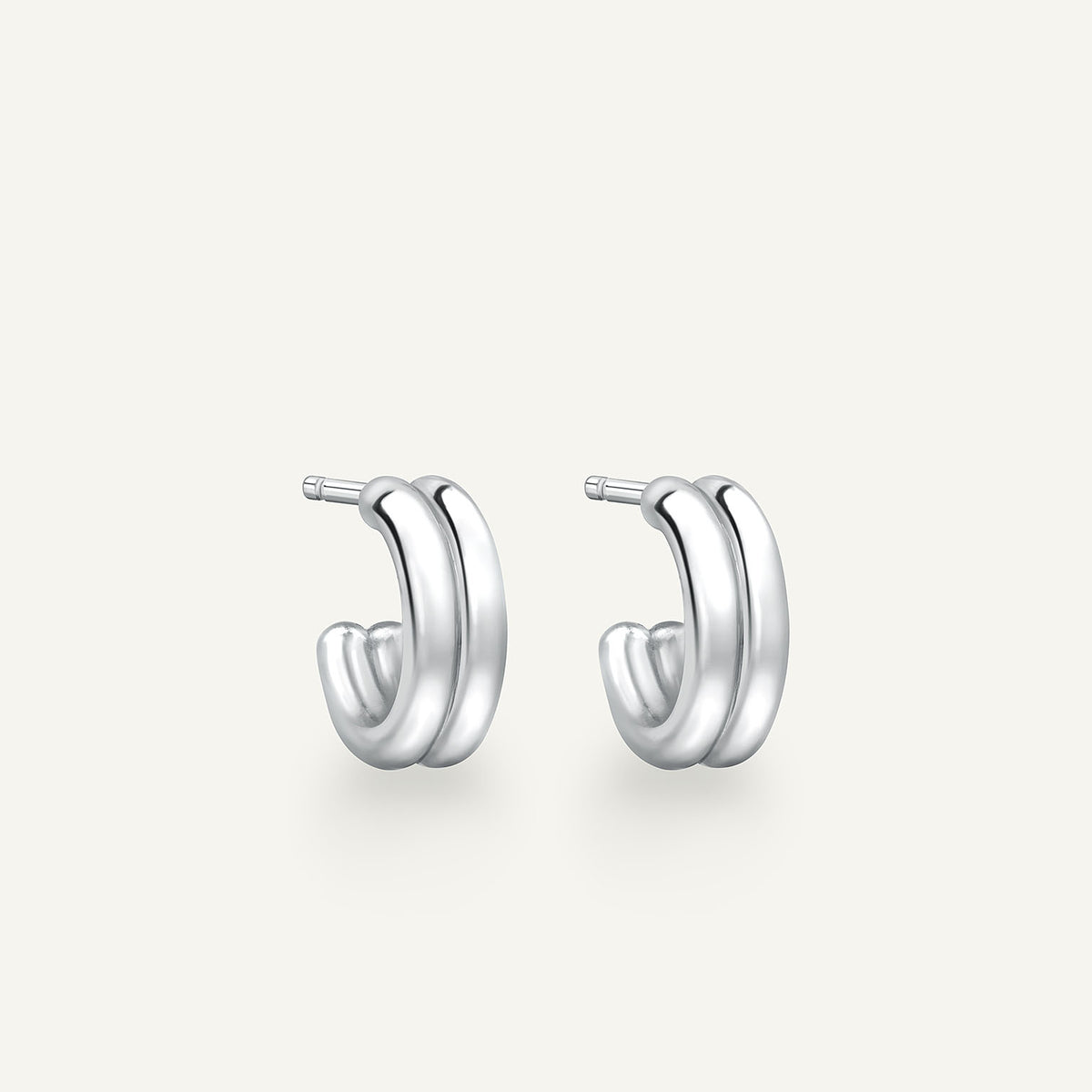 Small Double Wick Hoop Earrings in 18k white gold, side view