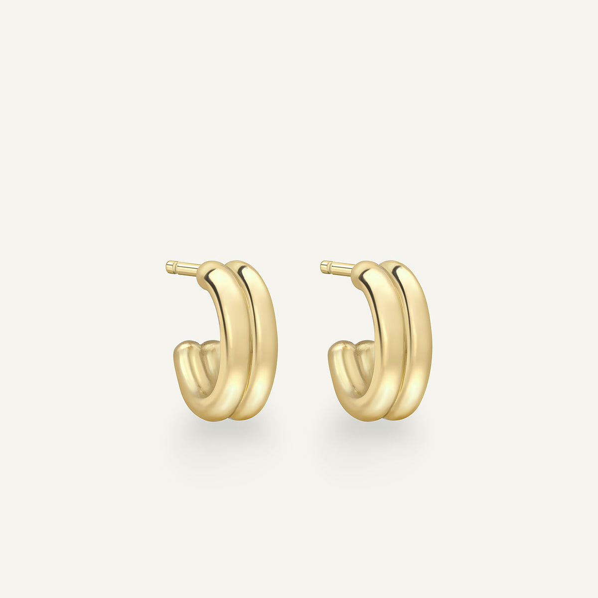 Small Double Wick Hoop Earrings in 18k yellow gold, side view