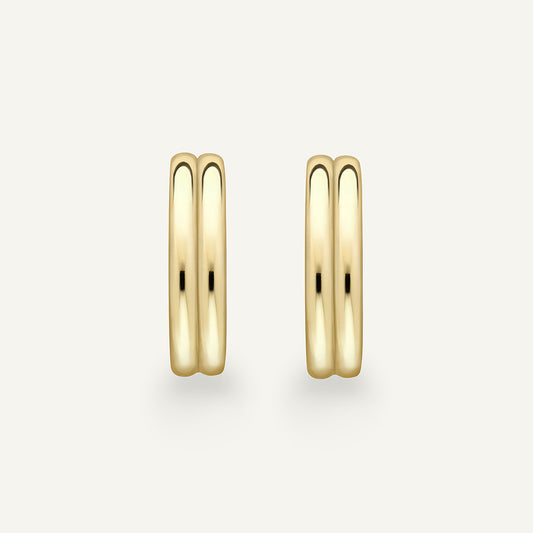 Medium Double Wick Hoop Earrings in 18k yellow gold, front view