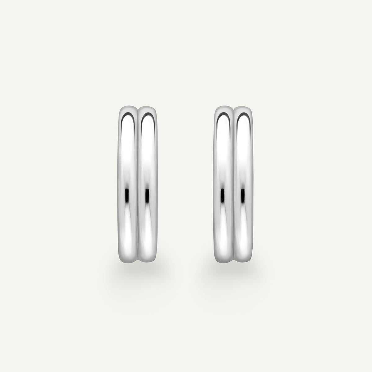 Medium Double Wick Hoop Earrings in 18k white gold, front view