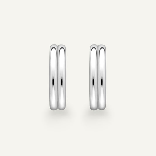 Medium Double Wick Hoop Earrings in 18k white gold, front view